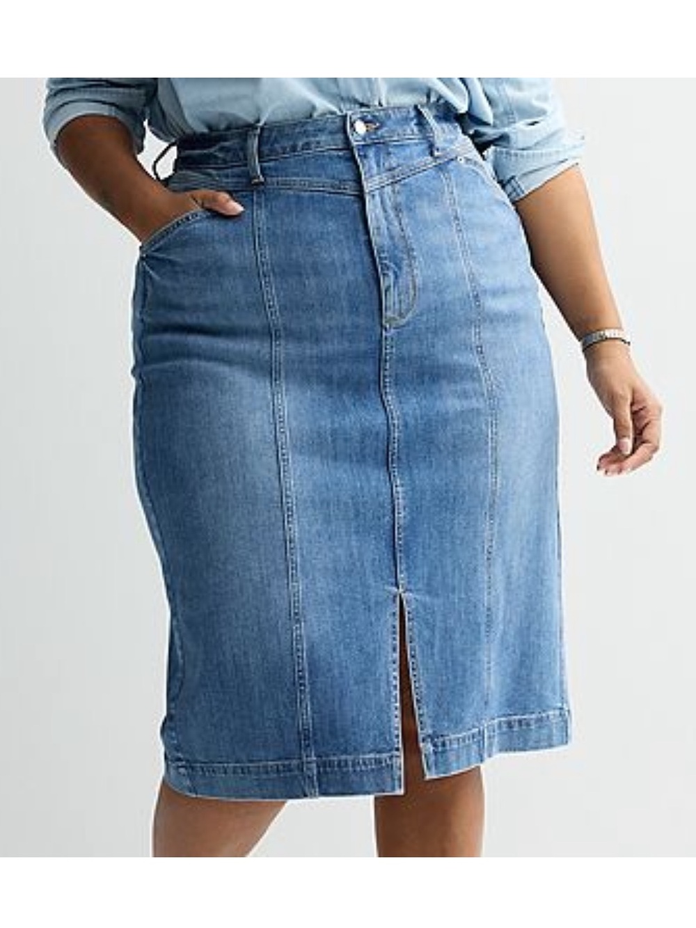 NWOT Sonoma Jean Denim Pencil Skirt with Front Slit